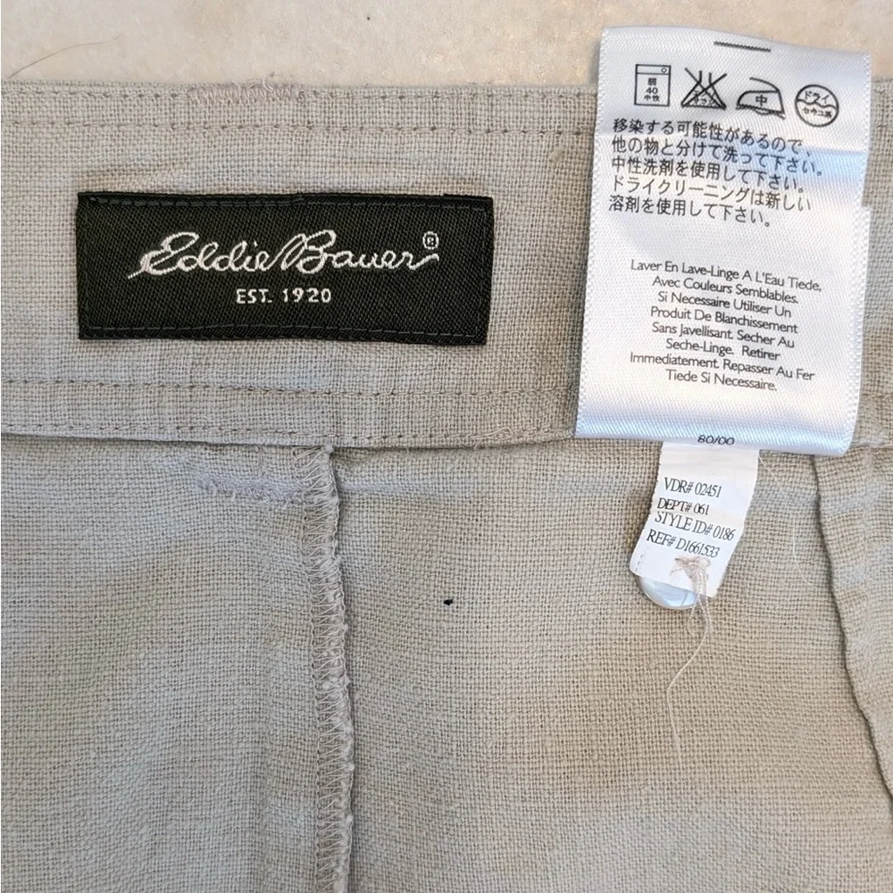 Eddie Bauer Linen & Cotton Size 14 Vintage Button Up A Line Tan Safari Skirt - Picture 7 of 14